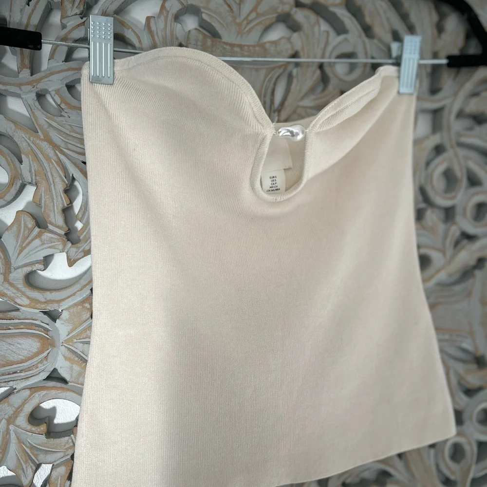 H&M BEAD-DETAIL TUBE TOP Size Small - Picture 5 of 8